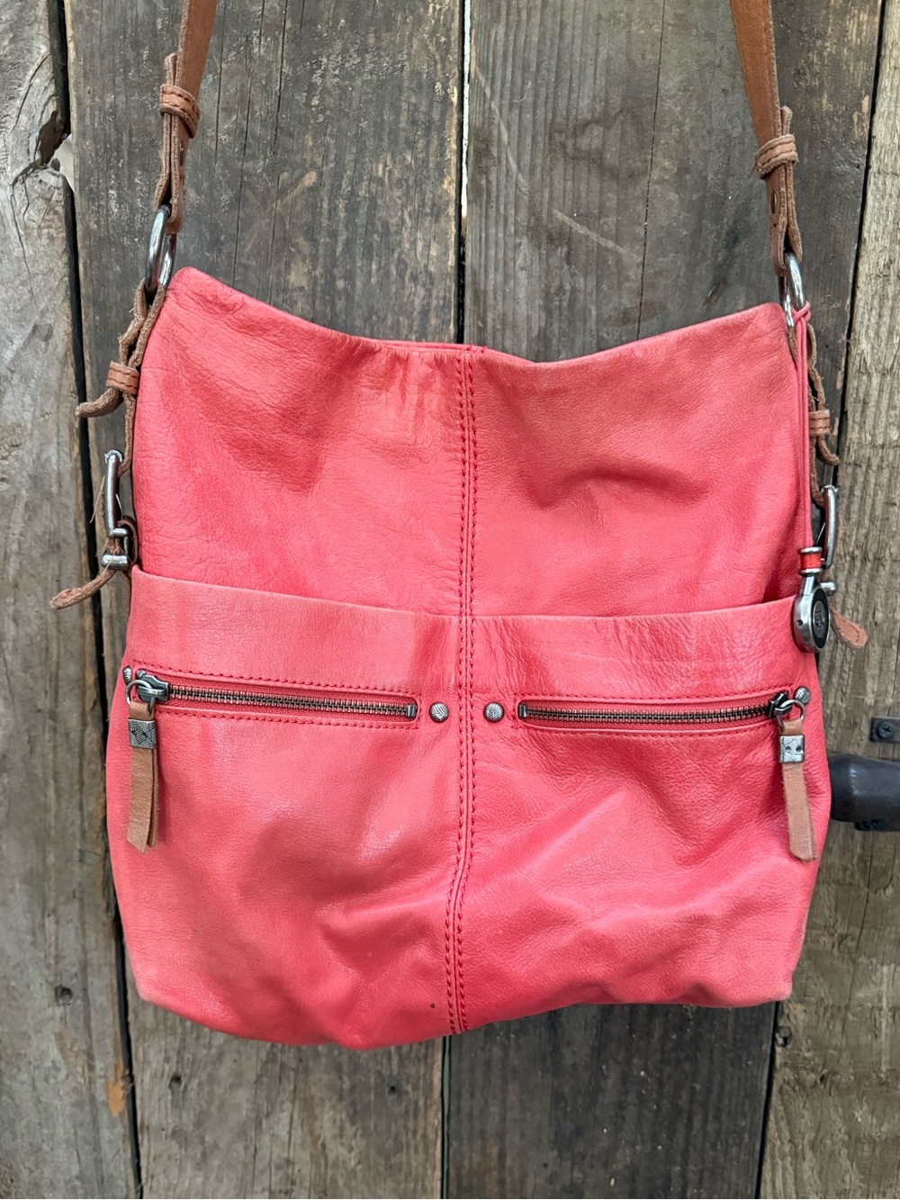 The Sak Ashland Leather Hobo Bag Cayenne/Salmon Color